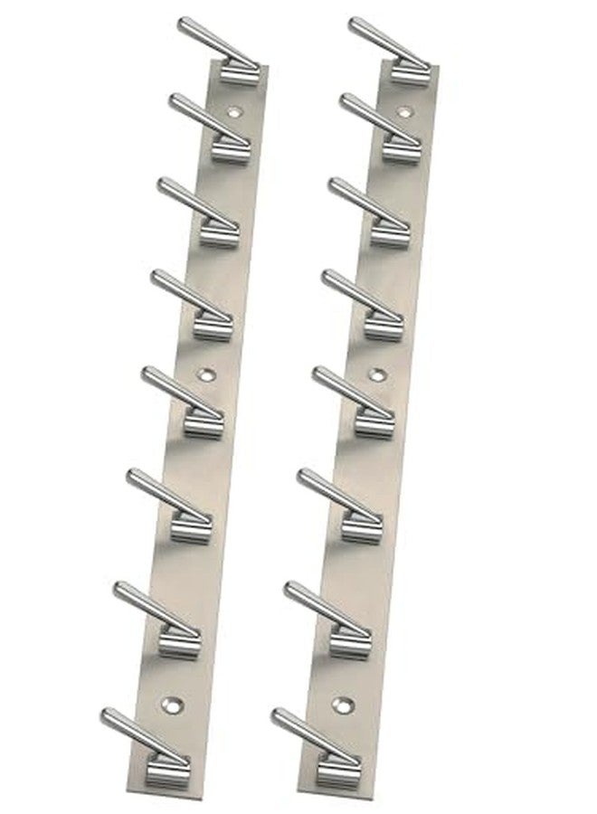 REDON Stainless Steel 8 Pin Bathroom Clothes Hanger | Hanger for Door | Clothes Wall Mounted,| Hooks Rail for Hanging Door Hook Hanging Keys,Cloth,Towel, Accessories (Pack of 2) - Image 1